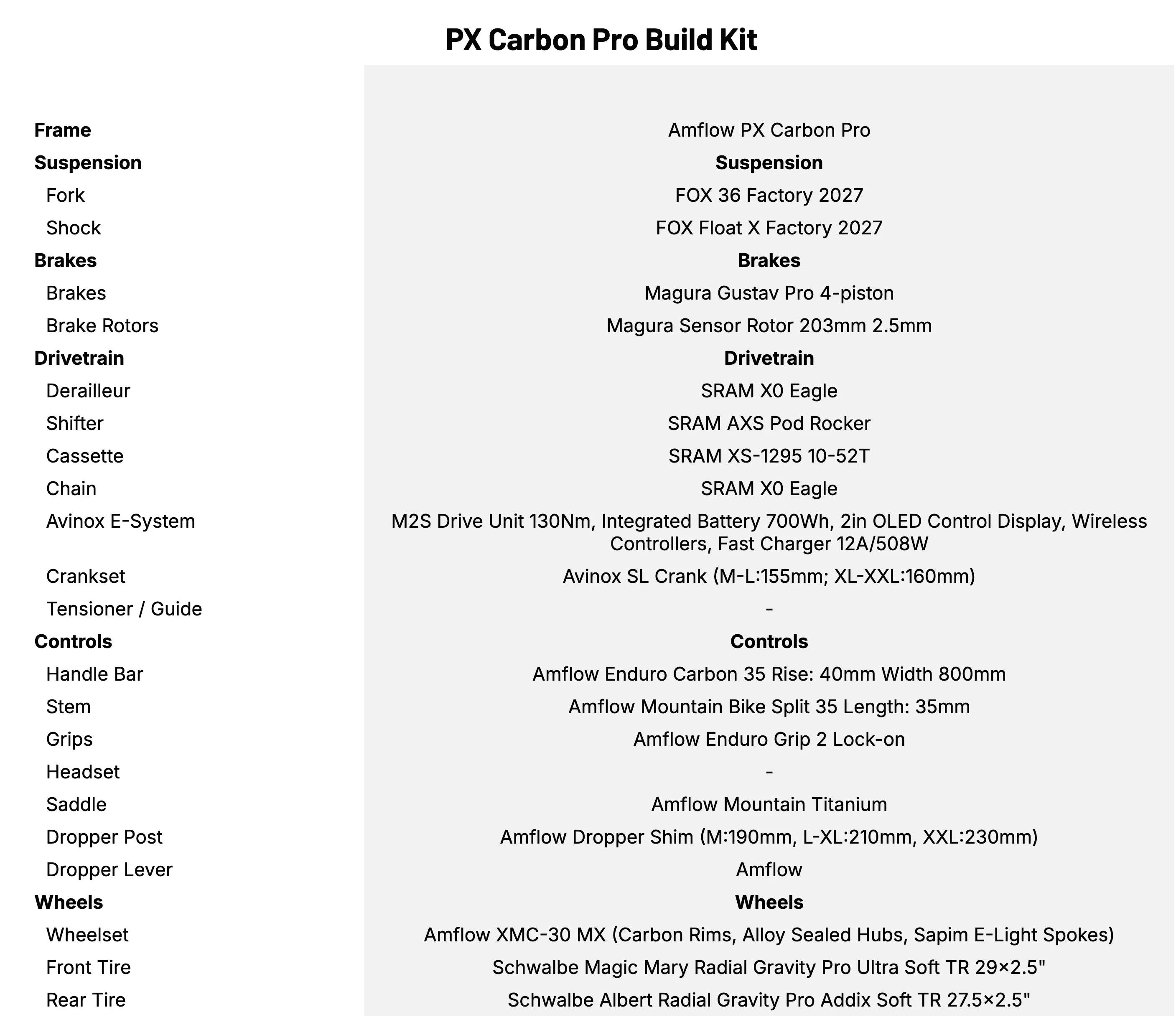 Amflow PX PX Carbon Pro Build Kit